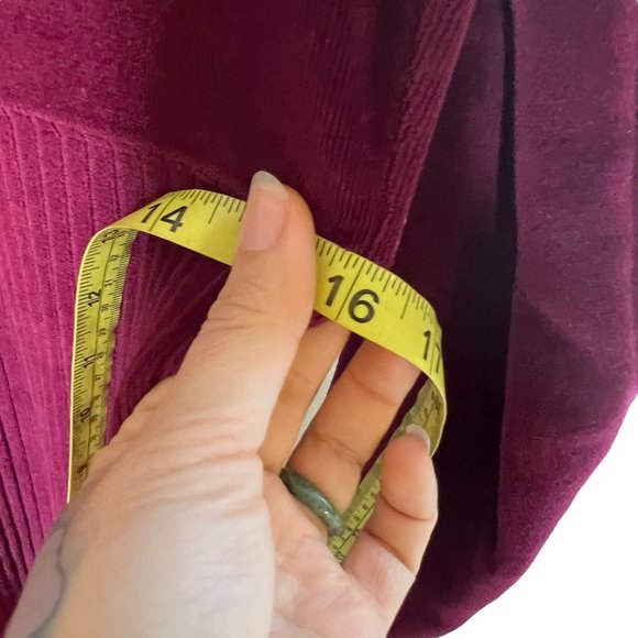 Vintage 90s Wine Red Long Sleeve Velvet Ribbed Mock Neck Full Length Dress Mediu - Picture 9 of 10